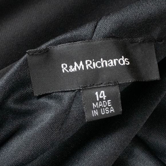 R M Richards Womens 14 One-Shoulder Draped Dress‎ Black Jewel Cocktail Party LBD - Picture 5 of 14